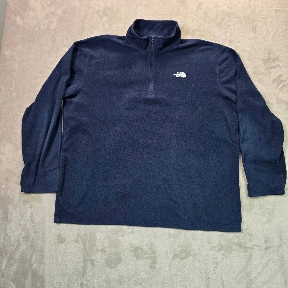 The North Face Mens XXL Navy Blue Quarter Zip Fleece Pullover Jacket